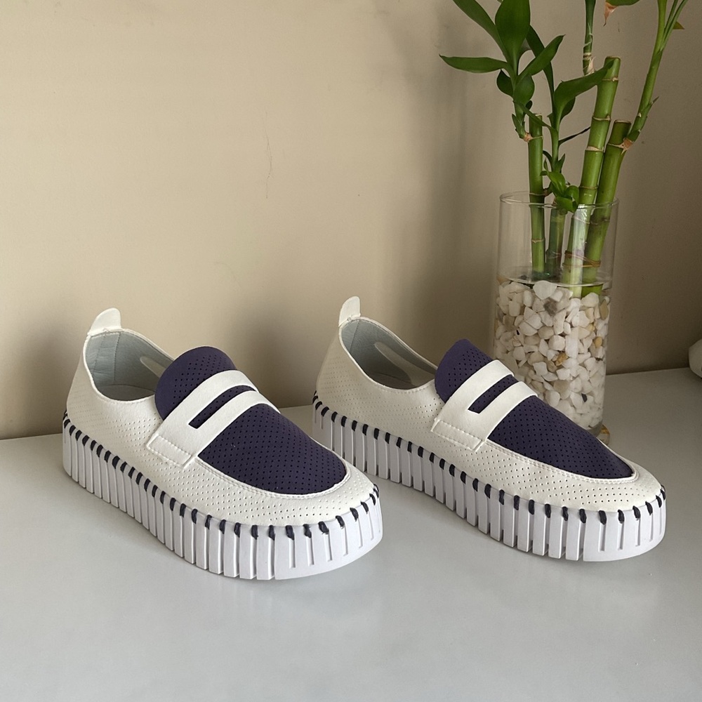 Ilse Jacobsen Tulip Slip On Shoes White Blue Comfort Casual Women Size 38 - Picture 2 of 9